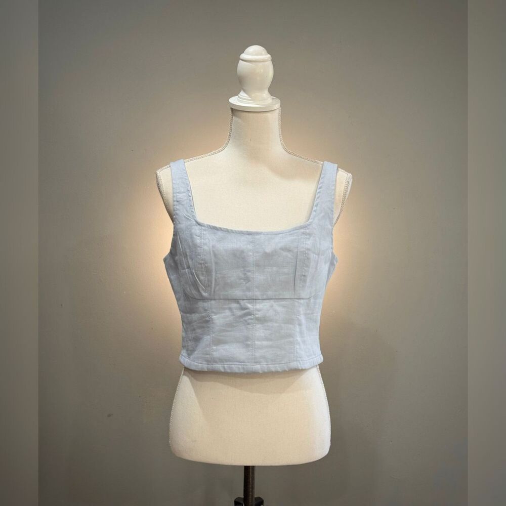 Light Blue Banana Republic Linen Blend Corset Tank Size 8 NWT